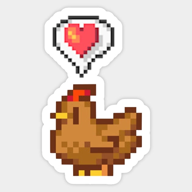 Stardew Valley Happy Brown Chicken Sticker by r9440